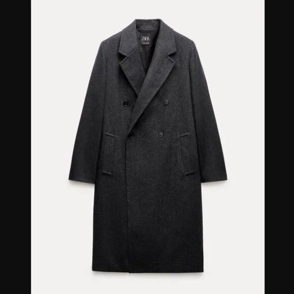 NWT Zara Frock Coat Charcoal Grey Size Medium
